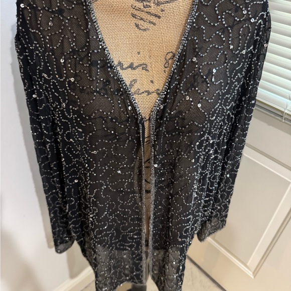 Elegant Black Sheer Jacket / cover over cocktail or evening gown size 1X - Picture 2 of 9